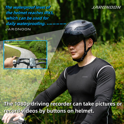 Upgradowany Bluetooth Calling Smart Helmet z 1080P HD Built-in Driving Recorder Camera, Detachable Visor,Turn Signal Taillight