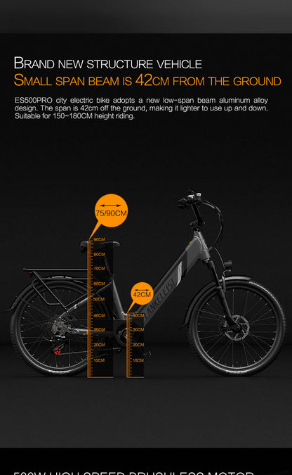ES500 Pro 500W 48V 16Ah 130Km Endurance 24 Inch Brushless Motor Urban Electric (ang.). Bike Dual Disc Brakes 32km h Max Speed City Bik (ang.)