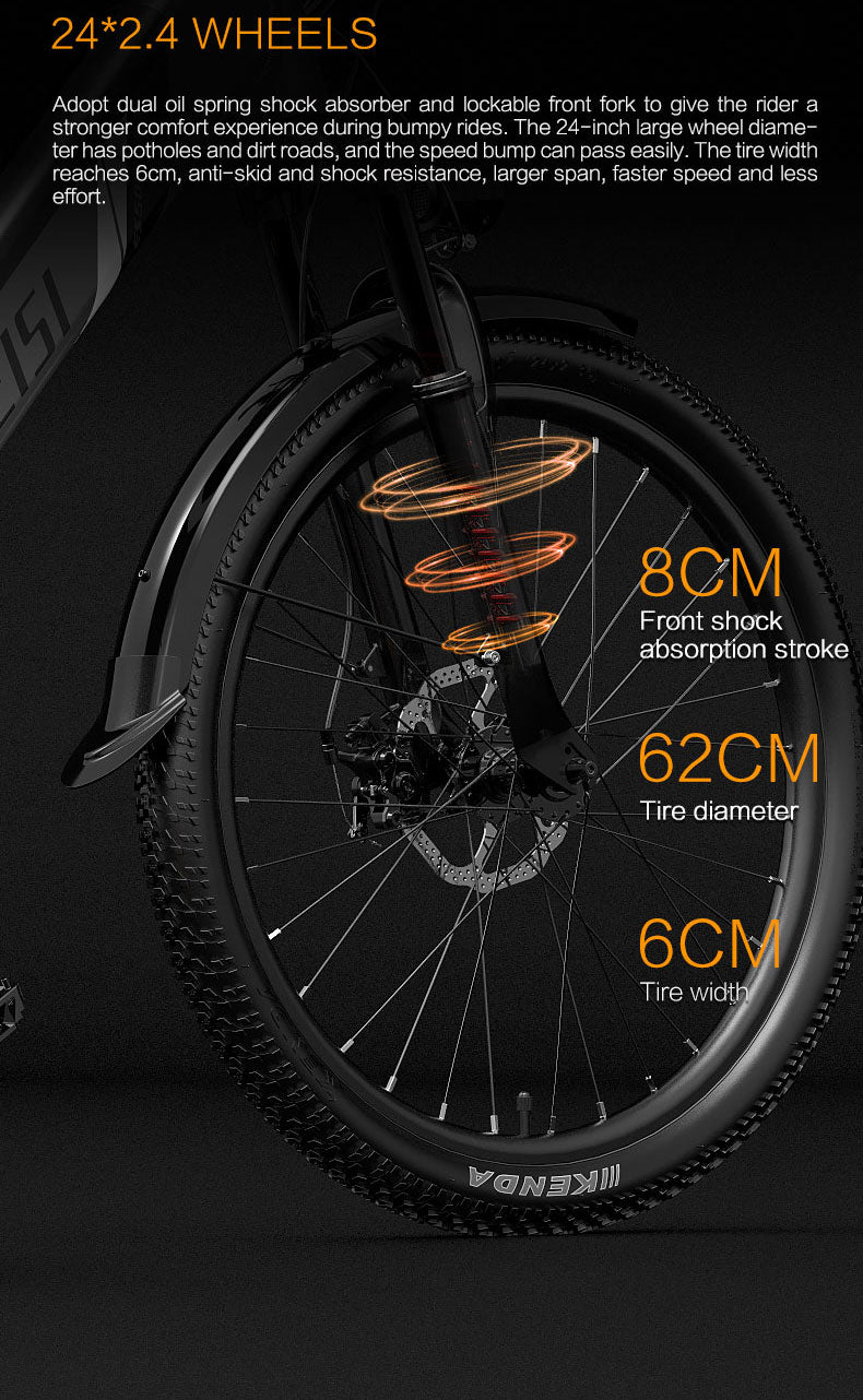 ES500 Pro 500W 48V 16Ah 130Km Endurance 24 Inch Brushless Motor Urban Electric (ang.). Bike Dual Disc Brakes 32km h Max Speed City Bik (ang.)
