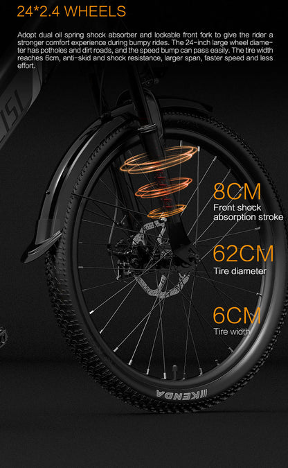 ES500 Pro 500W 48V 16Ah 130Km Endurance 24 Inch Brushless Motor Urban Electric (ang.). Bike Dual Disc Brakes 32km h Max Speed City Bik (ang.)