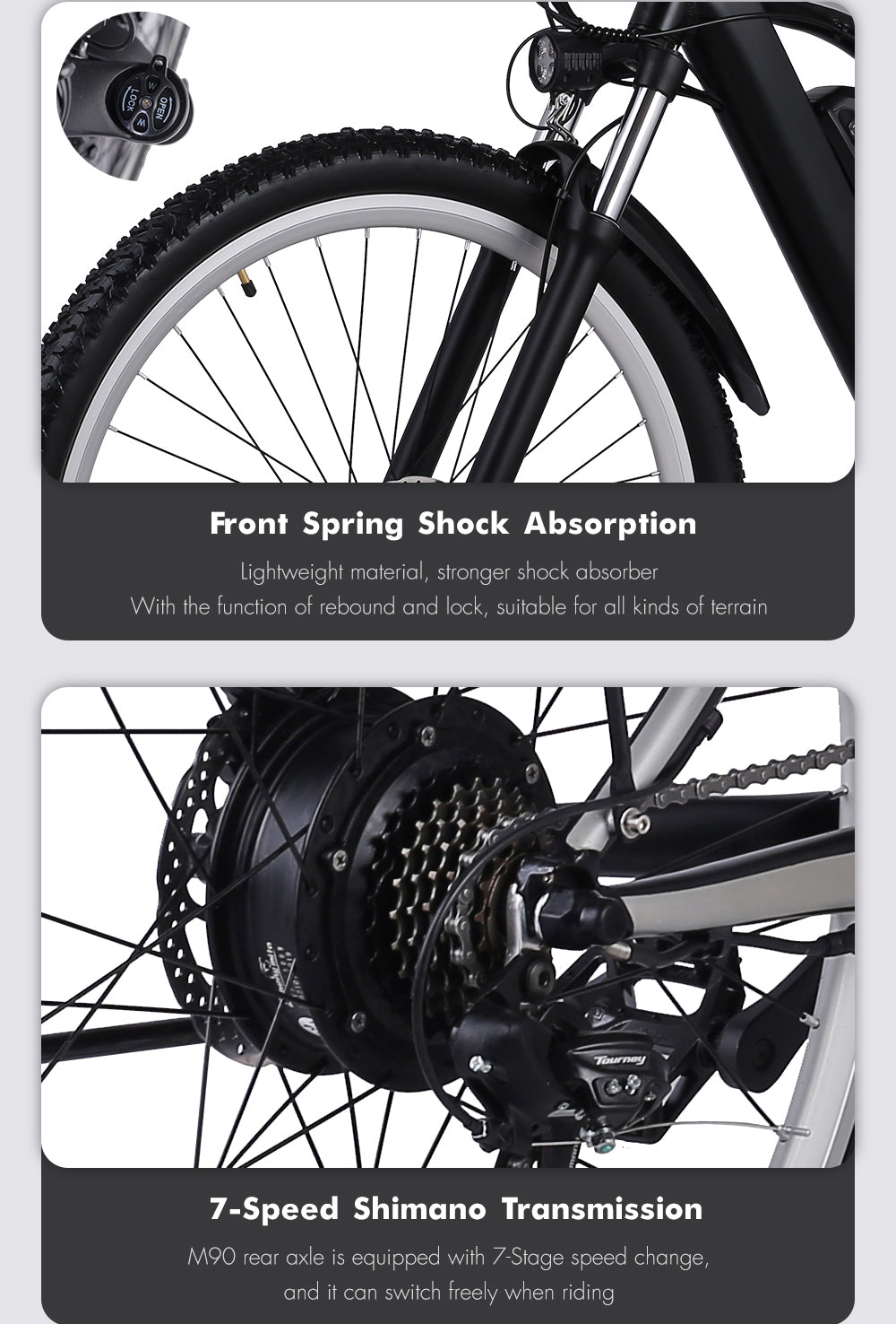 M90 Adult Electric Bike 29 Inch Mountain Bike 48V 17Ah Removable Lithium Battery Front & Rear Hydraulicable (ang.). Brake