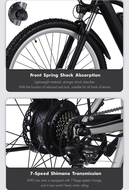 M90 Adult Electric Bike 29 Inch Mountain Bike 48V 17Ah Removable Lithium Battery Front & Rear Hydraulicable (ang.). Brake